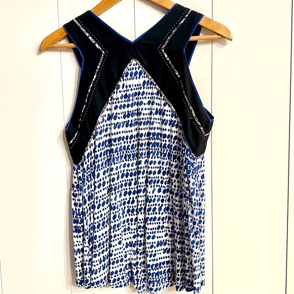 ANTHROPOLOGIE x One September V Mixed Media Top in Deep Navy Print — M - Picture 5 of 5